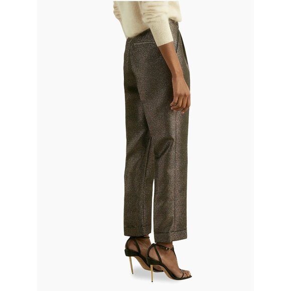 New Reiss Sienna Sparkle Tapered Trousers in Gold Size 12 - Picture 2 of 13